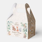ワイルドワンウッドランドの赤ちゃんシャワーお菓子の箱 フェイバーボックス (正面サイド)