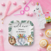 ワイルドワンウッドランドアニマルズフォレスト1stバースデーパプ ペーパープレート (パーティー)