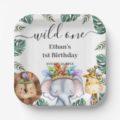 ワイルドワンウッドランドアニマルズフォレスト1stバースデーパプ ペーパープレート (正面)