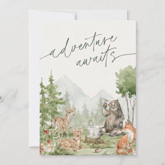 ワイルドワンウッドランドアニマルズ1stバースデーパート招待状 招待状 (裏面)