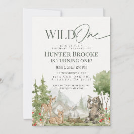 ワイルドワンウッドランドアニマルズ1stバースデーパート招待状 招待状