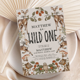 ワイルドワンウッドランドアニマルズ1st誕生日 招待状