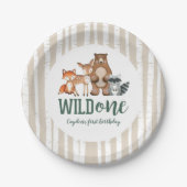 ワイルドワンウッドランドアニマルファースト誕生日紙プラット ペーパープレート (正面)