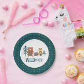ワイルドワンウッドランドアニマルファースト誕生日 ペーパープレート (パーティー)