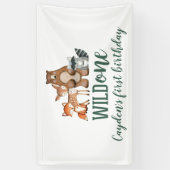 ワイルドワンウッドランドアニマルファースト誕生日 横断幕 (縦)