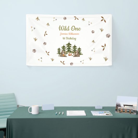 ワイルドワンウッドランドウォーターカラーバースデーパーティー 横断幕 (トレードショー)