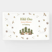 ワイルドワンウッドランドウォーターカラーバースデーパーティー 横断幕 (横)