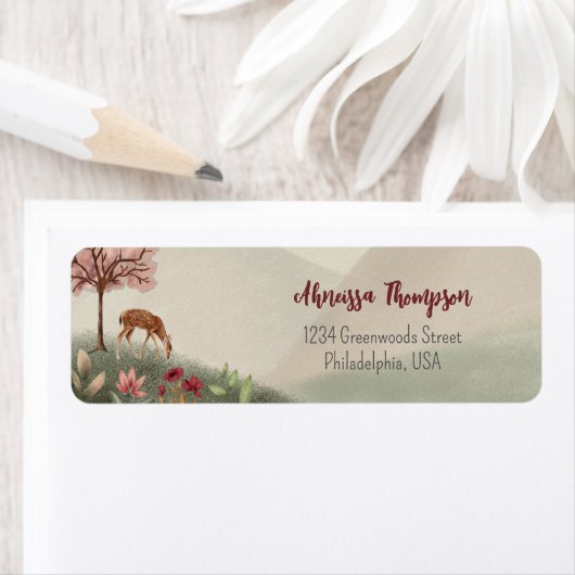 ワイルドワンウッドランドシーンディアファースト誕生日 ラベル