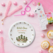 ワイルドワンウッドランドテーマ水彩誕生日パーティー ペーパープレート (パーティー)