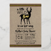 ワイルドワンウッドランドディアガールズベビーシャワ実在ー 箔招待状 (正面)