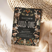 ワイルドワンウッドランドフォレストアニマルズバースデーパーティー 招待状