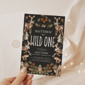 ワイルドワンウッドランドフォレストアニマルズバースデーパーティー 招待状