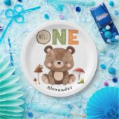 ワイルドワンウッドランドベア1歳の誕生日 ペーパープレート (パーティー)