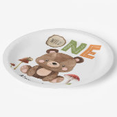 ワイルドワンウッドランドベア1歳の誕生日 ペーパープレート (アングル)