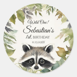 ワイルドワンウッドランドラクーンバースデーパーティー ラウンドシール