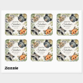 ワイルドワンウッドランド動物の誕生日パーティー スクエアシール (シート)