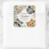 ワイルドワンウッドランド動物の誕生日パーティー スクエアシール (バッグ)