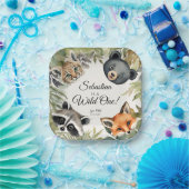 ワイルドワンウッドランド動物の誕生日パーティー ペーパープレート (パーティー)