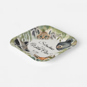 ワイルドワンウッドランド動物の誕生日パーティー ペーパープレート (傾斜あり)