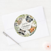 ワイルドワンウッドランド動物の誕生日パーティー ラウンドシール (封筒)