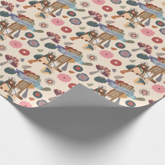 ワイルドワンウッドランド動物パートウェアのカスタマイズ ラッピングペーパー (角)