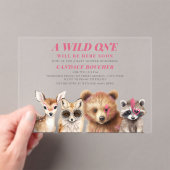 ワイルドワンウッドランド動物フェスティバルベビーシャワー アクリル招待状 (インサイチュ (ポータブル))