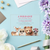ワイルドワンウッドランド動物フェスティバルベビーシャワー アクリル招待状 (インサイチュ (ウェディング))