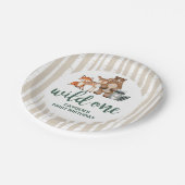 ワイルドワンウッドランド動物樺の木ツリーファースト誕生日 ペーパープレート (アングル)