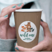 ワイルドワンウッドランド動物樺の木ツリーファースト誕生日 紙コップ