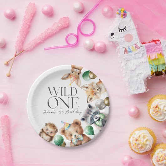 ワイルドワンウッドランド1歳の誕生日 ペーパープレート (パーティー)