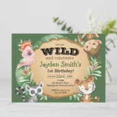 ワイルドワンエキゾチック動物誕生日招待状 カード (スタンド正面)