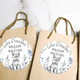 ワイルドワンオオカミをテーマにした誕生日パーティーのお気に入り ラウンドシール