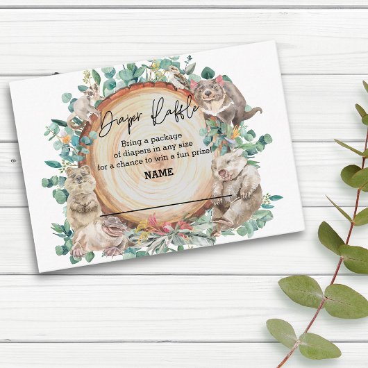 ワイルドワンオーストラリア動物かわいいおむつラッフル エンクロージャーカード