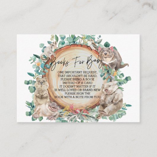 ワイルドワンオーストラリア動物可愛い本ベビー エンクロージャーカード (正面)