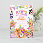 ワイルドワンカラフルサファリアニマルズ誕生日 招待状 (スタンド正面)
