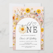 ワイルドワンカラフルワイルドフラワー1st誕生日 招待状 (正面)