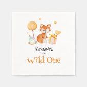 ワイルドワンカワイイキツネファースト誕生日 スタンダードカクテルナプキン (正面)