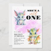 ワイルドワンカワイイベビードラゴンファンタジー1st誕生日 招待状 (正面)