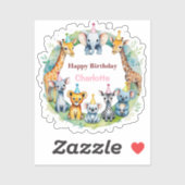 ワイルドワンカワイイ動物バルーンボーイ誕生日パーティー シール (シート)