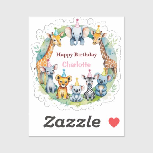 ワイルドワンカワイイ動物バルーンボーイ誕生日パーティー シール (シート)