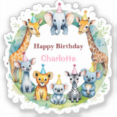 ワイルドワンカワイイ動物バルーンボーイ誕生日パーティー シール (正面)