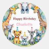 ワイルドワンカワイイ動物バルーンボーイ誕生日パーティー ラウンドシール (正面)