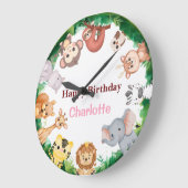 ワイルドワンカワイイ動物園誕生会 ラージ壁時計 (傾斜)