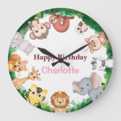 ワイルドワンカワイイ動物園誕生会 ラージ壁時計 (正面)