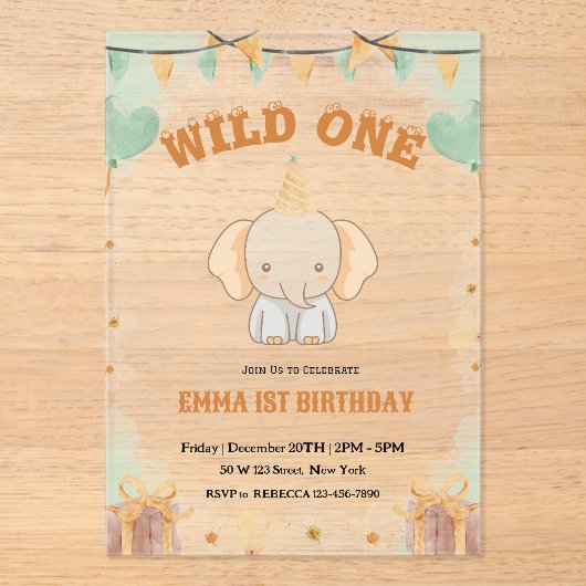 ワイルドワンカワイゾウ1歳招待状 アクリル招待状 (正面)