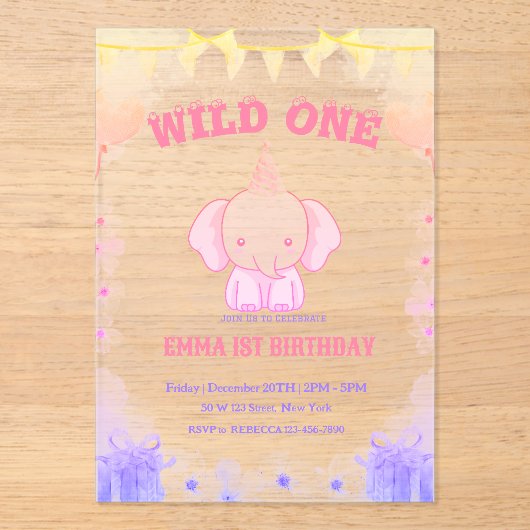 ワイルドワンカワイゾウ1歳 アクリル招待状 (正面)