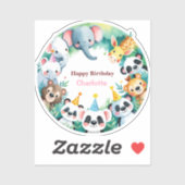 ワイルドワンカワイトジャングル動物の子どもの誕生日 シール (シート)