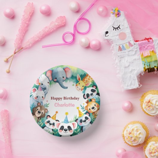 ワイルドワンカワイトジャングル動物の子どもの誕生日 ペーパーボウル (パーティー)