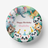 ワイルドワンカワイトジャングル動物の子どもの誕生日 ペーパーボウル (正面)