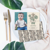 ワイルドワンカワイトフォトサファリキリン誕生日パーティー 招待状